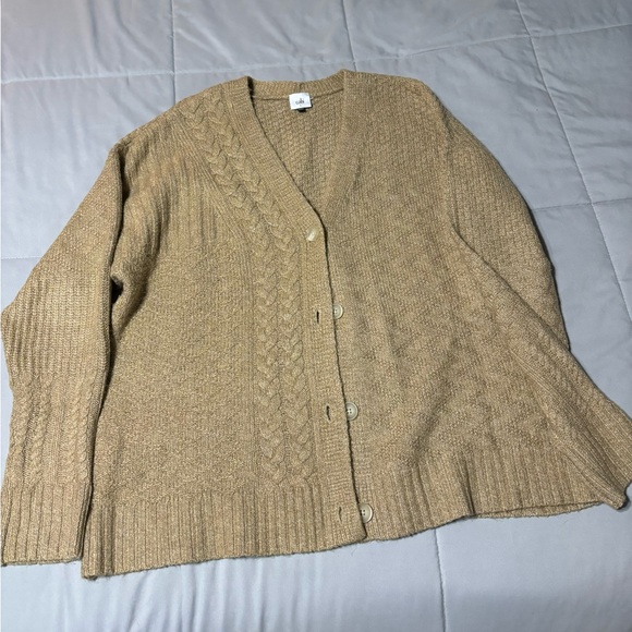 CAbi Tan Cable Knit Cardigan - Picture 1 of 5